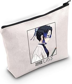Anime Inspired Makeup Bag Anime Lover Gift Shinobu Anime Fan Gift Demon Anime Cosmetic Bag Anime Merch Demon Manga Gift (Shinobu ca)
