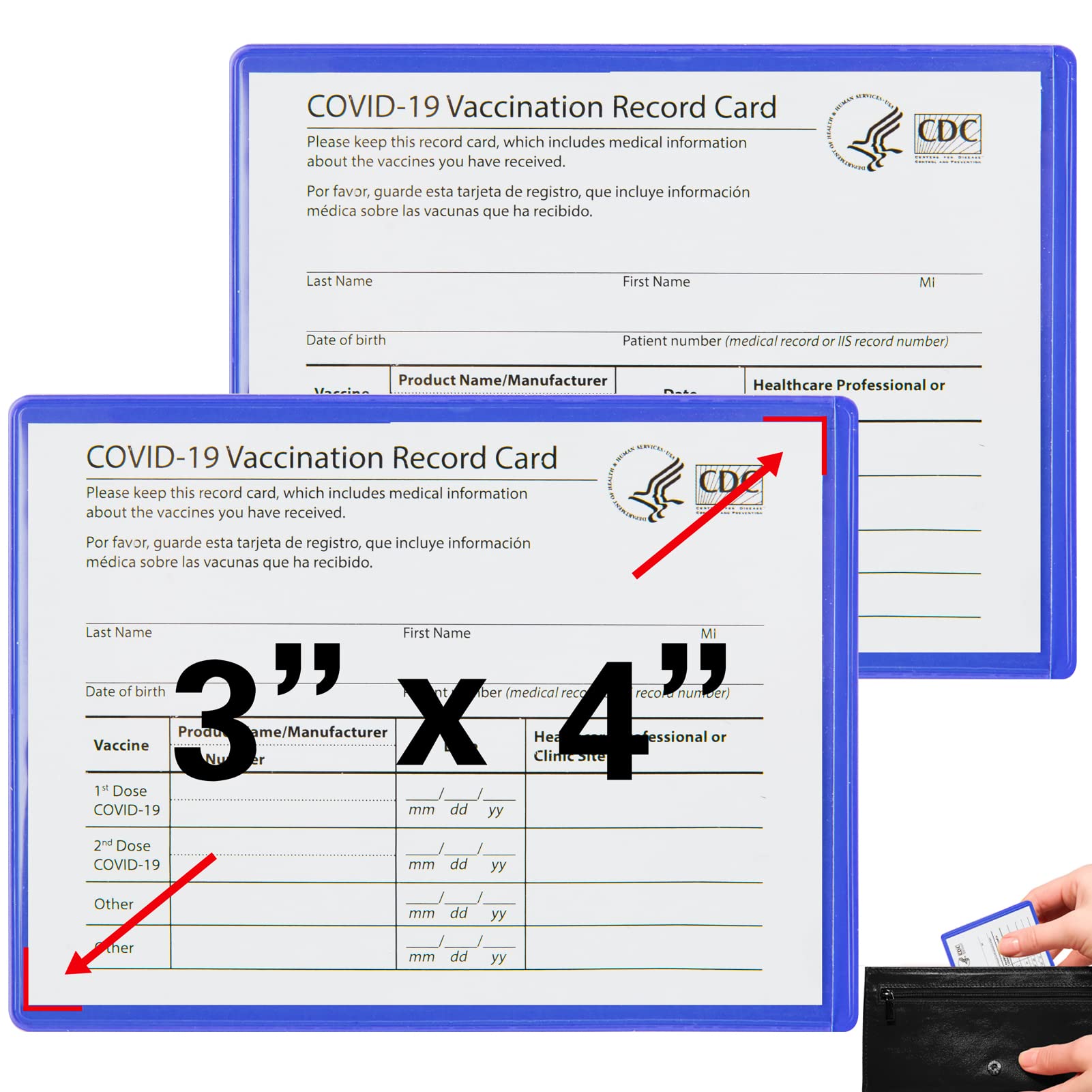 Buy Vaccine Card Holder Blue Slim Vaccine Card Protector Vaccination