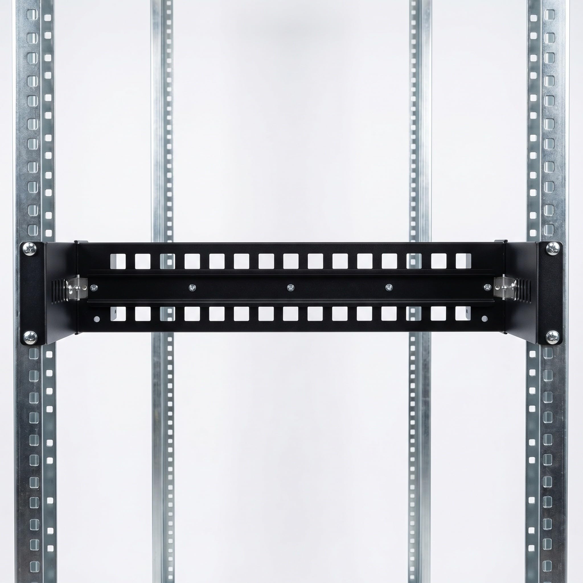 Toddmomy DIN-Schienen-Montagehalterung: 19"-Server-Rack-Montagesatz aus Aluminiumlegierung – 2 HE, Tiefe einstellbar von 2,5 cm bis 20,3 cm, Tragkraft 8 kg – Passend für Medienkonverter