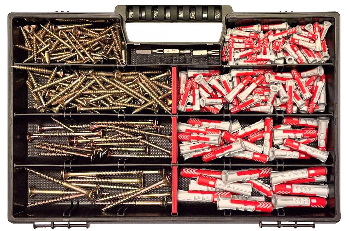 Fischer Set di tasselli da 280 pezzi, con viti Torx, 6 punte e robusta valigetta – 5 x 25, 6 x 30, 8 x 40, 10 x 50 mm, set di viti e tasselli di alta qualità, ideale per fai da te e professionisti