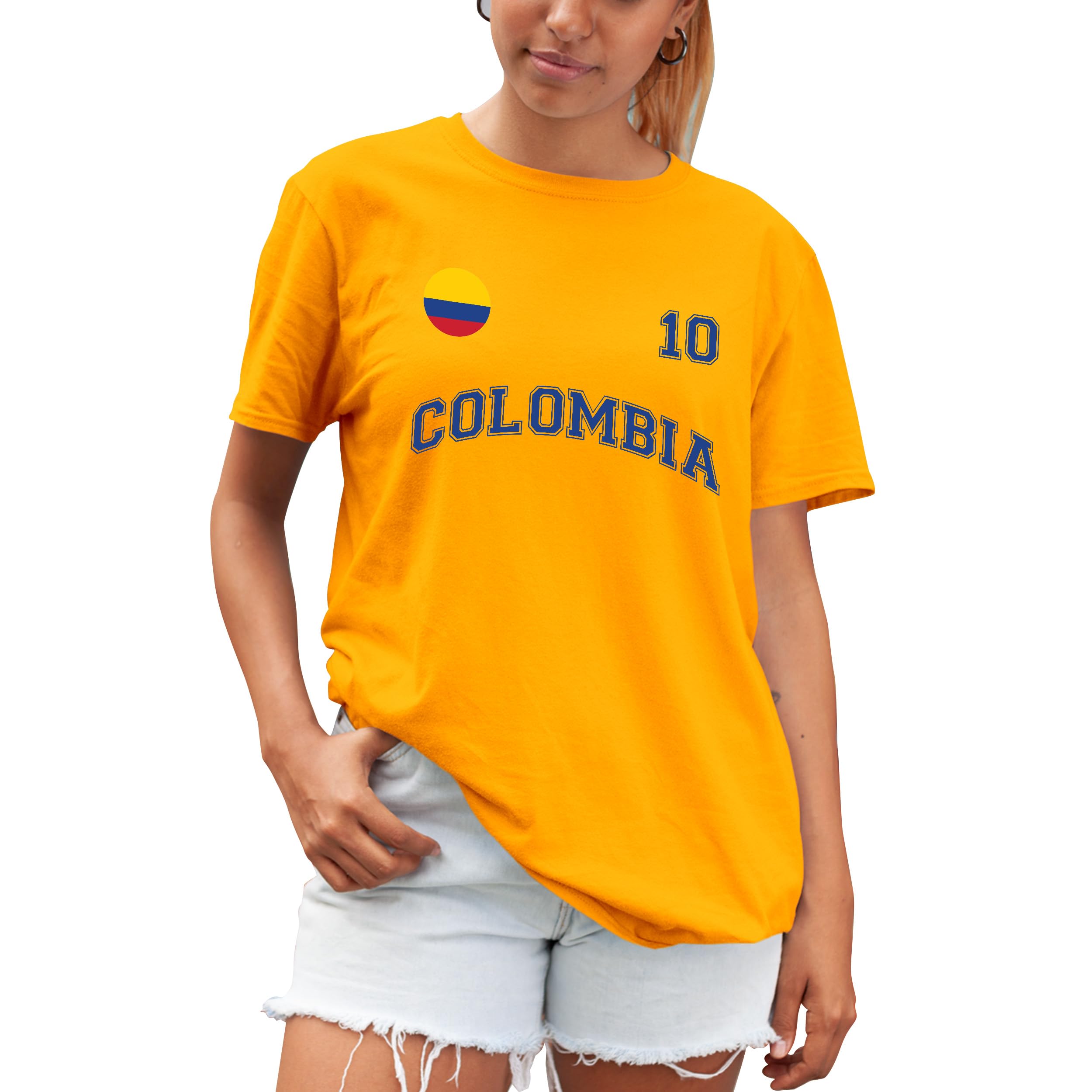Colombia T Shirt for Women - Custom Colombian City Badge Tee - Unisex Football Top, XXL, Yellow