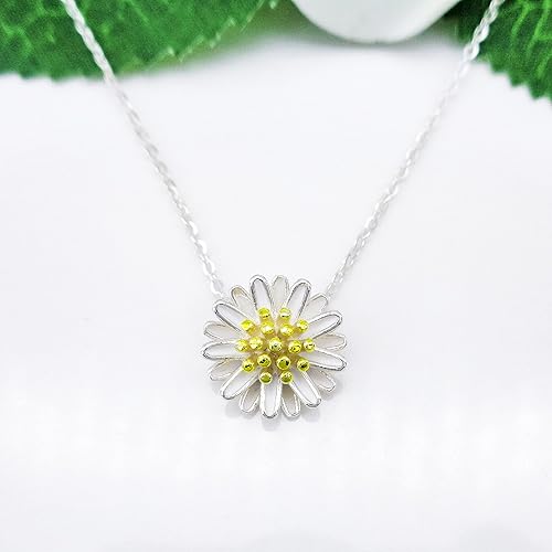 Miniatura 3 de Collar con colgante en forma de flor de San Magnolia de plata de ley 925, circonita chapada en oro blanco, joyería de moda de 16 pulgadas + 2