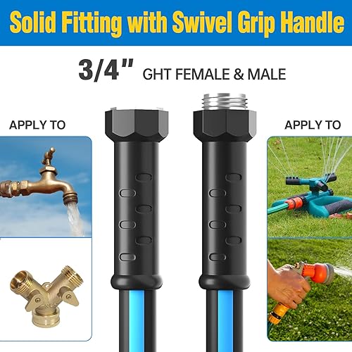 Miniatura 5 de GREENER Manguera de jardín resistente de 100 pies, manguera de goma híbrida flexible de 58 pulgadas, manguera de agua resistente a las torceduras