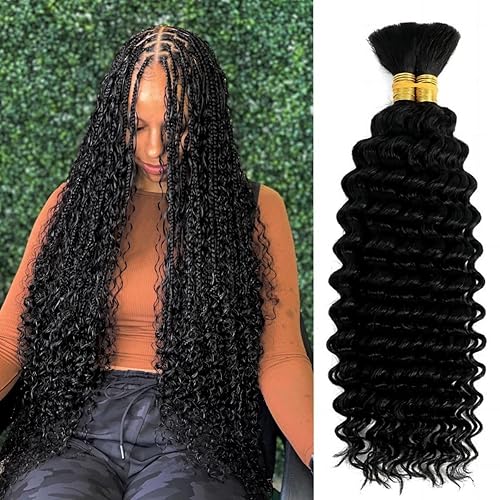 100 Percent Human Boho Braiding Hair Deep Wave Bulk Boho