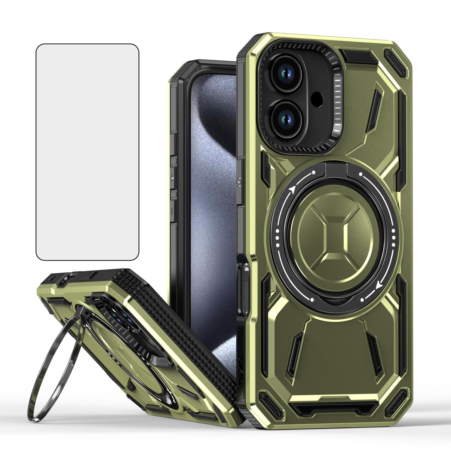 Coque iPhone 16 Plus avec protège-écran et anneau Asuwish - 8