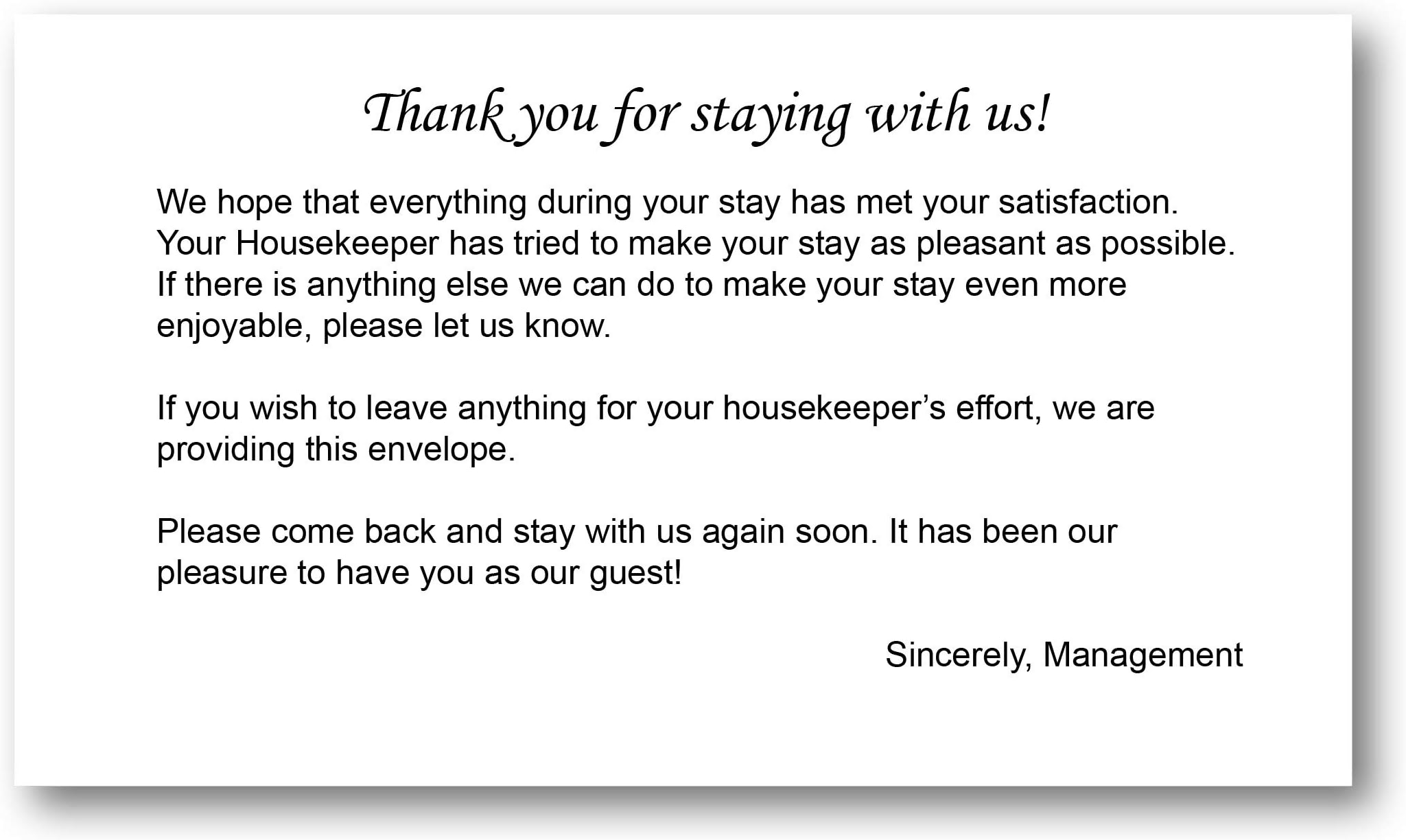 Housekeeping Hotel Motel Tip Gratuity Envelope - Gummed Seal - White - 3 11/16 by 6 1/2 Inch (Pack of 250)