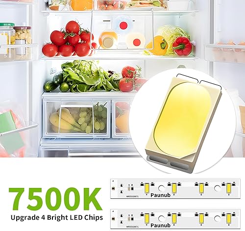 Miniatura 2 de Tablero de luz LED WR55X26671 actualizado para refrigeradores GE Freezer Reemplazar PS11767930 AP6035586 4468532 EAP11767930, impermeable, 2 unidades