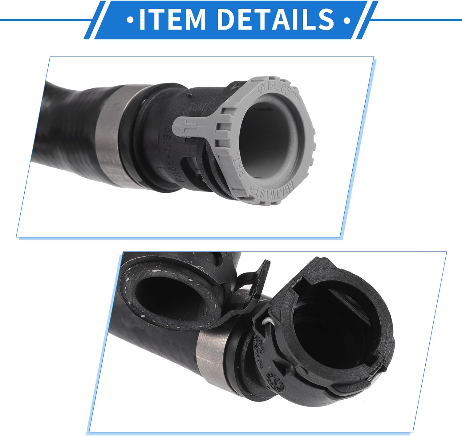 HVAC Heater Hose Compatible for Ford Escape 2013-2019, Durable Rubber Black Engine Water Heater Hose