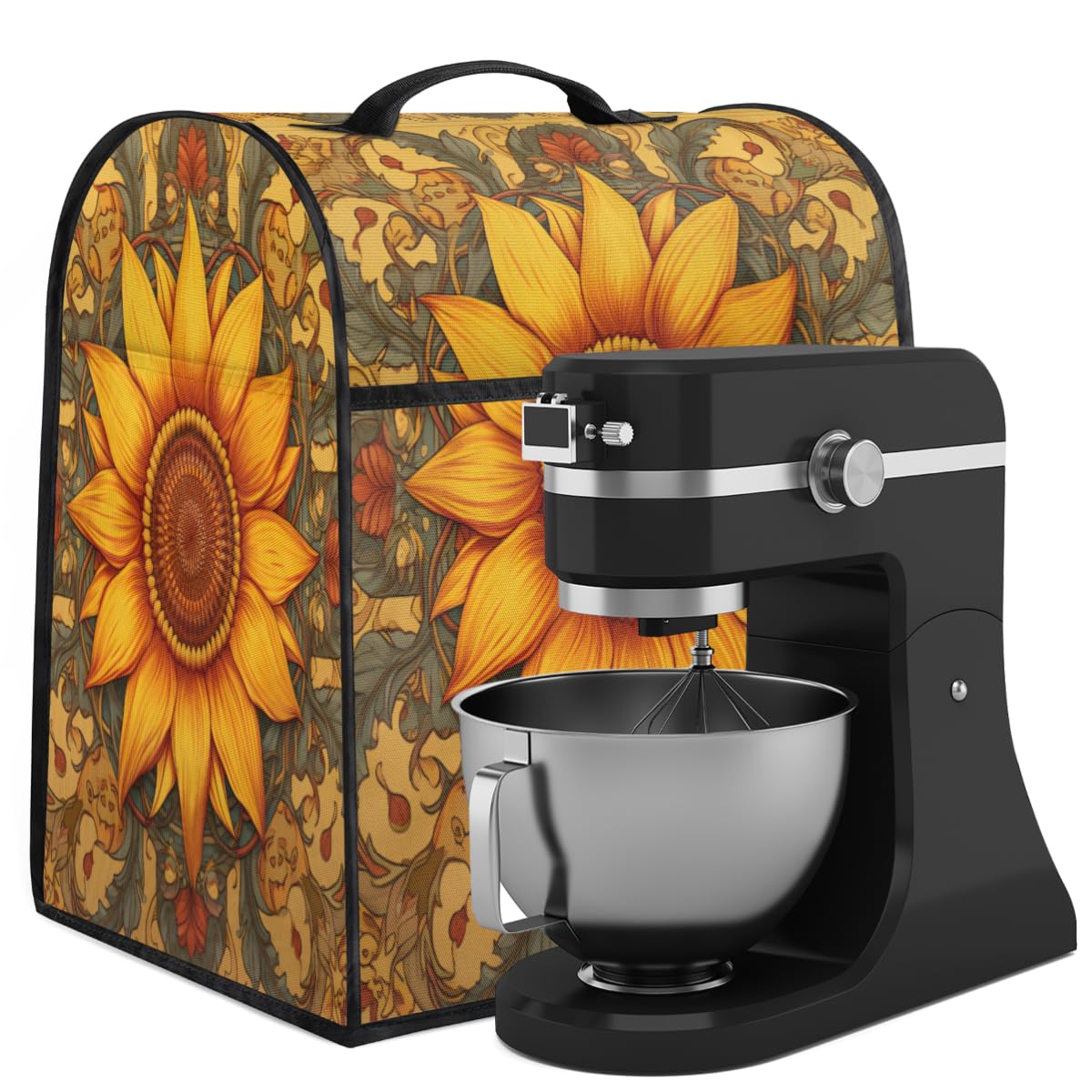 Coffee Maker Cover Flower Vintage Sunflower Kitchen Appliance Covers Small Appliance Covers Blender Cover Juicer Cover Dust Covers for Kitchen Appliances with Top Handle and Pockets,Washable,C409