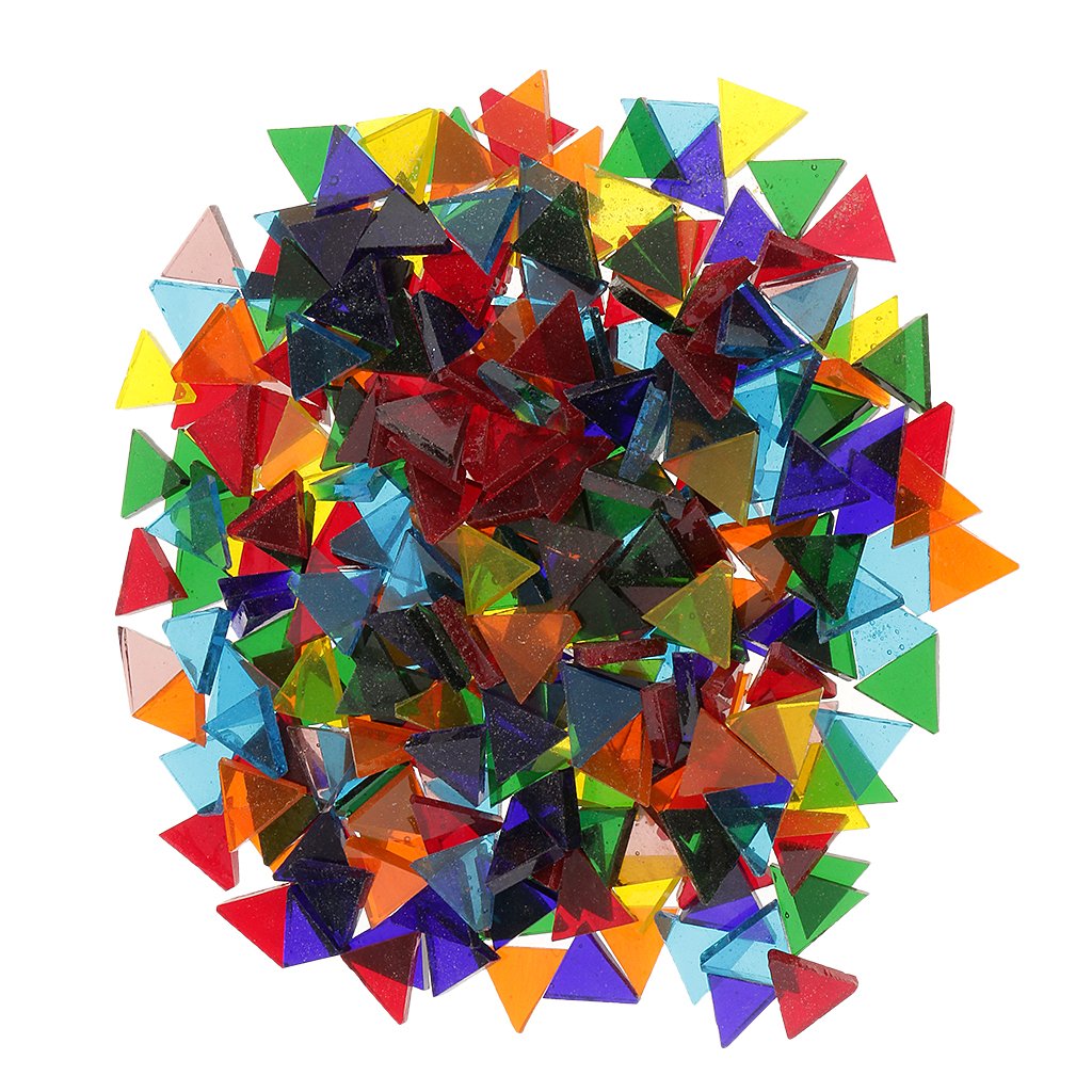 250x Assorted Color Clear Glass Mosaic Tiles for DIY Crafts 14mm
