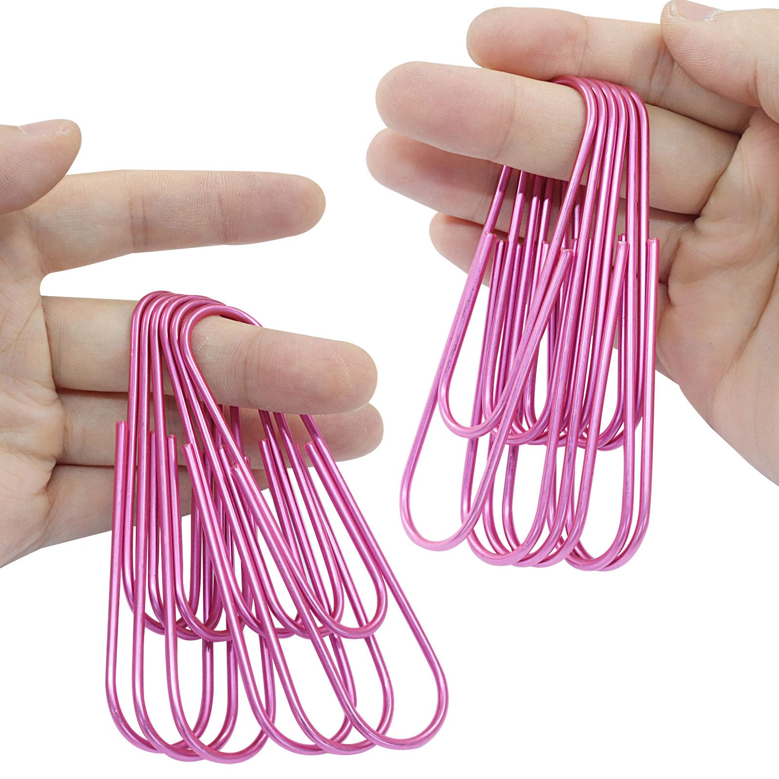 Auvotuis 15Pcs 4 Inch Jumbo Paper Clips, Pink Coated Large Reusable Big Paperclips for Office School Home Document Organizing