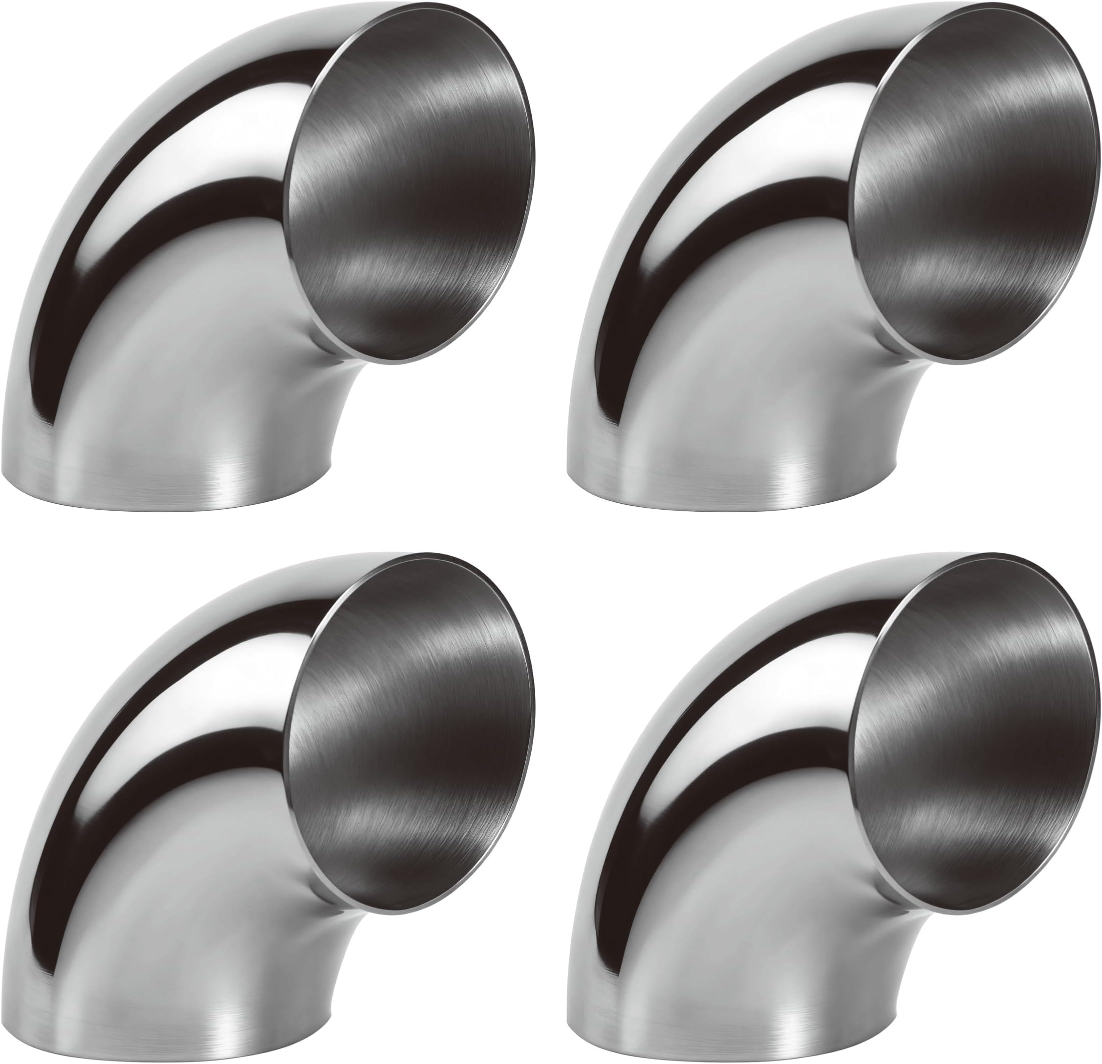 4PCS Stainless Steel Elbow 3" 90° Mandrel Bend Elbow-Thickness 16GA/.065" Wall, 304 Stainless Elbow Exhaust Tubing for Car Modified Exhaust Elbow Pipe, Stair Handrail (3 Inch (4 Pack))