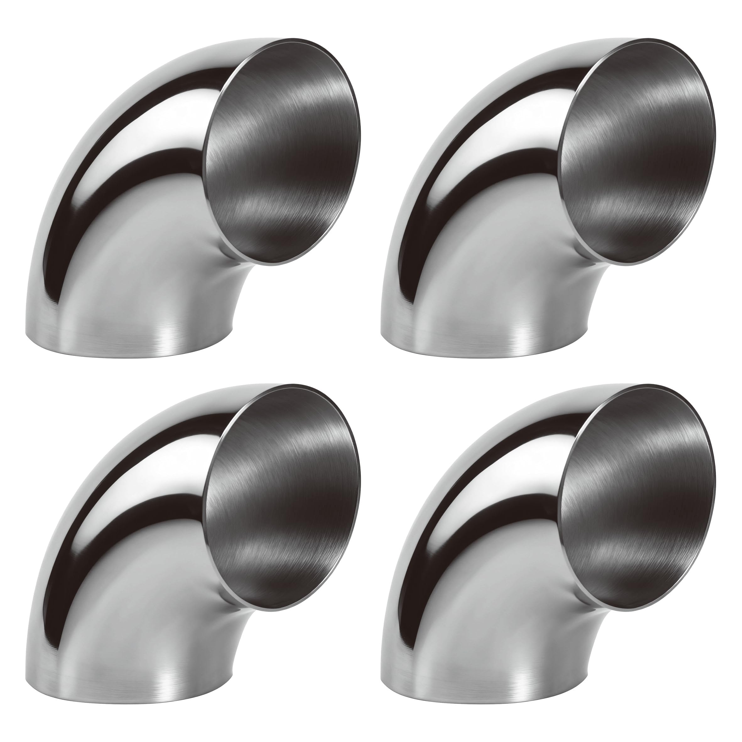 Tellyouwin 4PCS Stainless Steel Elbow 3" 90° Mandrel Bend Elbow-Thickness 16GA/.065" Wall, 304 Stainless Elbow Exhaust Tubing for Car Modified Exhaust Elbow Pipe, Stair Handrail (3 Inch (4 Pack))