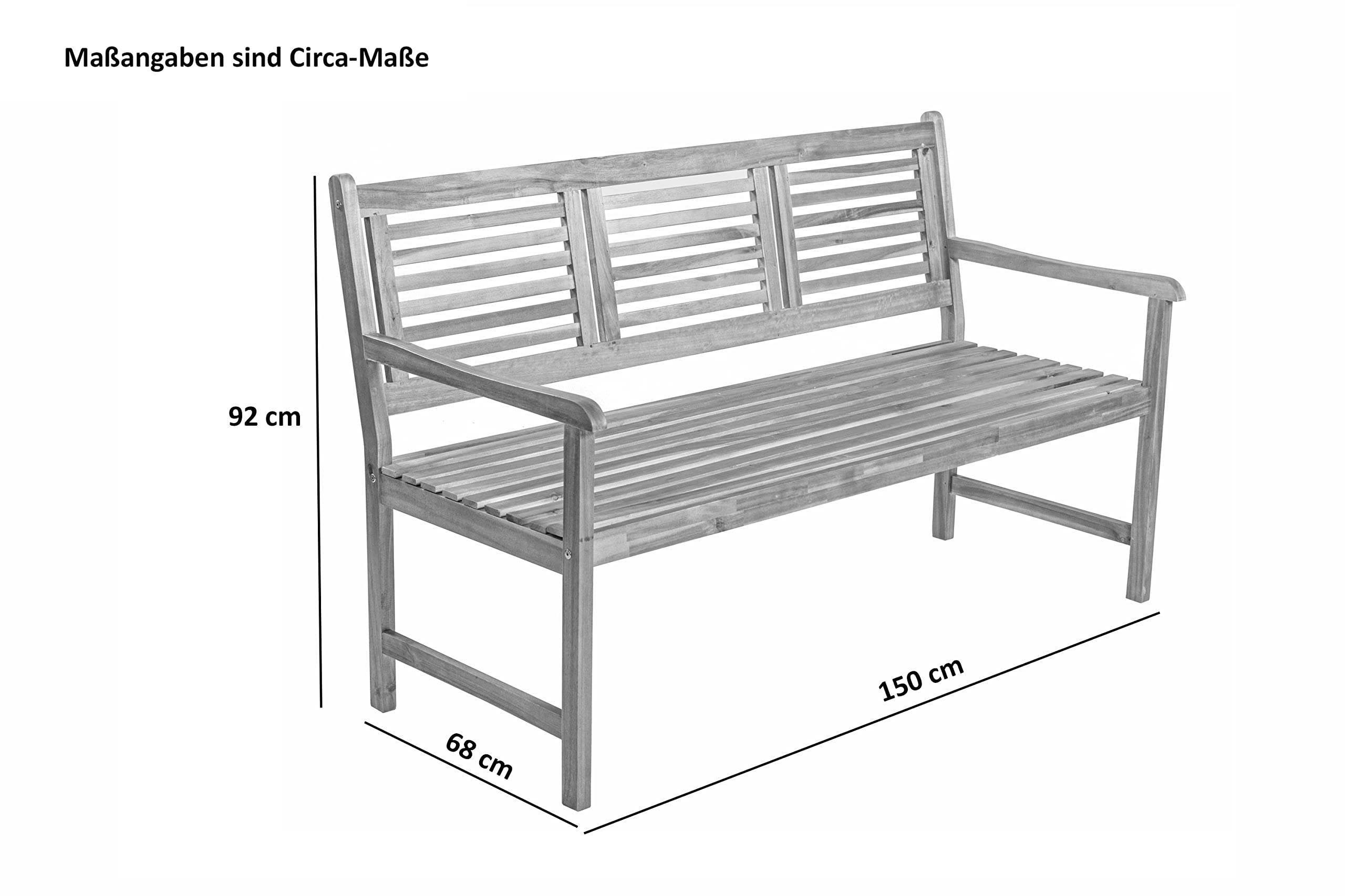 SAM Gartenbank Cordoba, 150 cm, 3-Sitzer Bank, Sitzbank aus geöltem Akazienholz, pflegeleichtes Massivholz, Holzbank geeignet für Garten, Balkon, Terrasse oder Wintergarten
