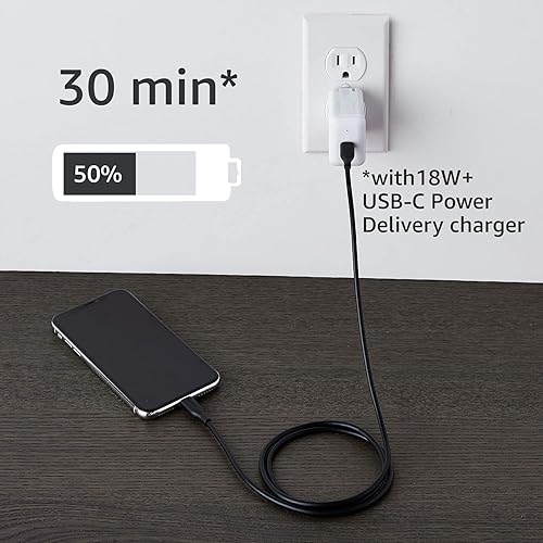 Miniatura 6 de Tienda Basics Cable USB-C a Lightning, cargador certificado MFi para Apple iPhone 131211, iPad, negro, 3 pies