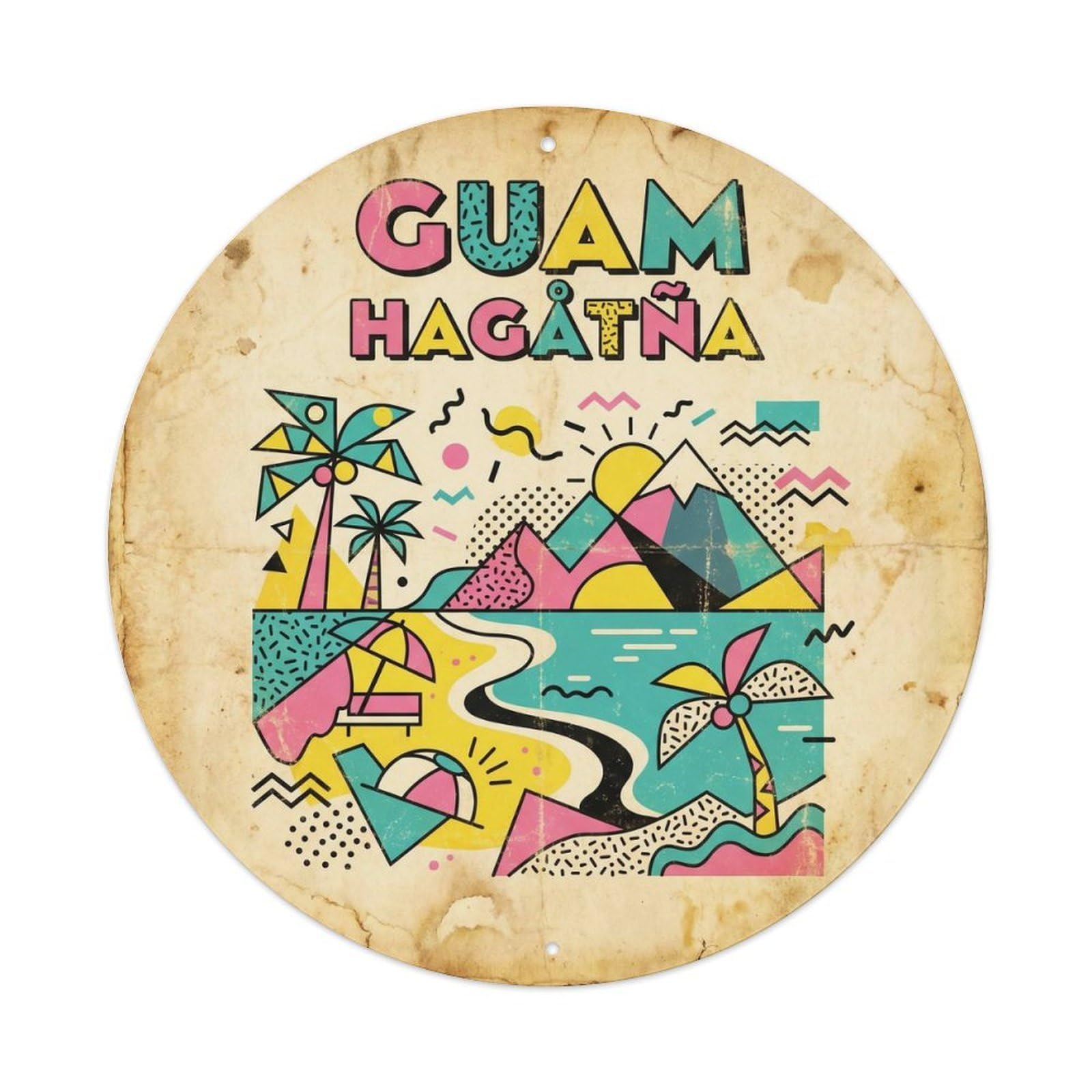 Guam Hagatna Micronesia Island Colorblock Metal Tin Sign