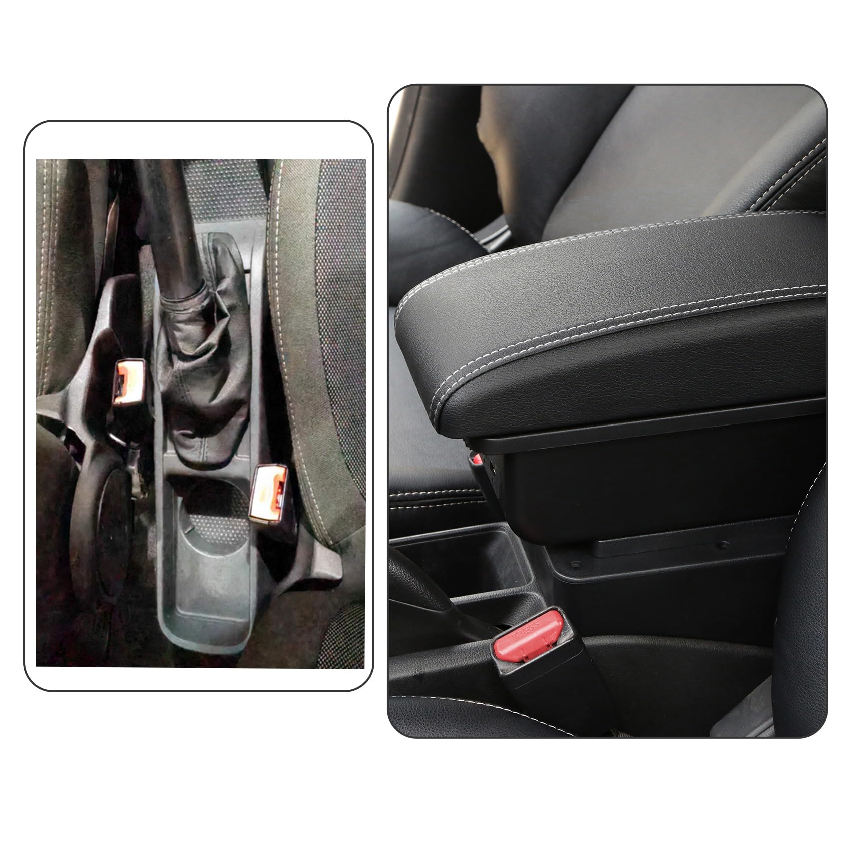 YJYWZH Bracciolo Centrale per Fiat Punto (2012–2018) con Porta USB-C Doppio Vano Portaoggetti, Coperchio Scorrevole, Design Integrato