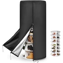 Rotating Shoe Rack Tower Cover,Waterproof Dust Cover for Walk in Closet Organizers and Storage,Heavy Duty Spinning Storage Tower Cover 25" Dia x 63" HCover Only