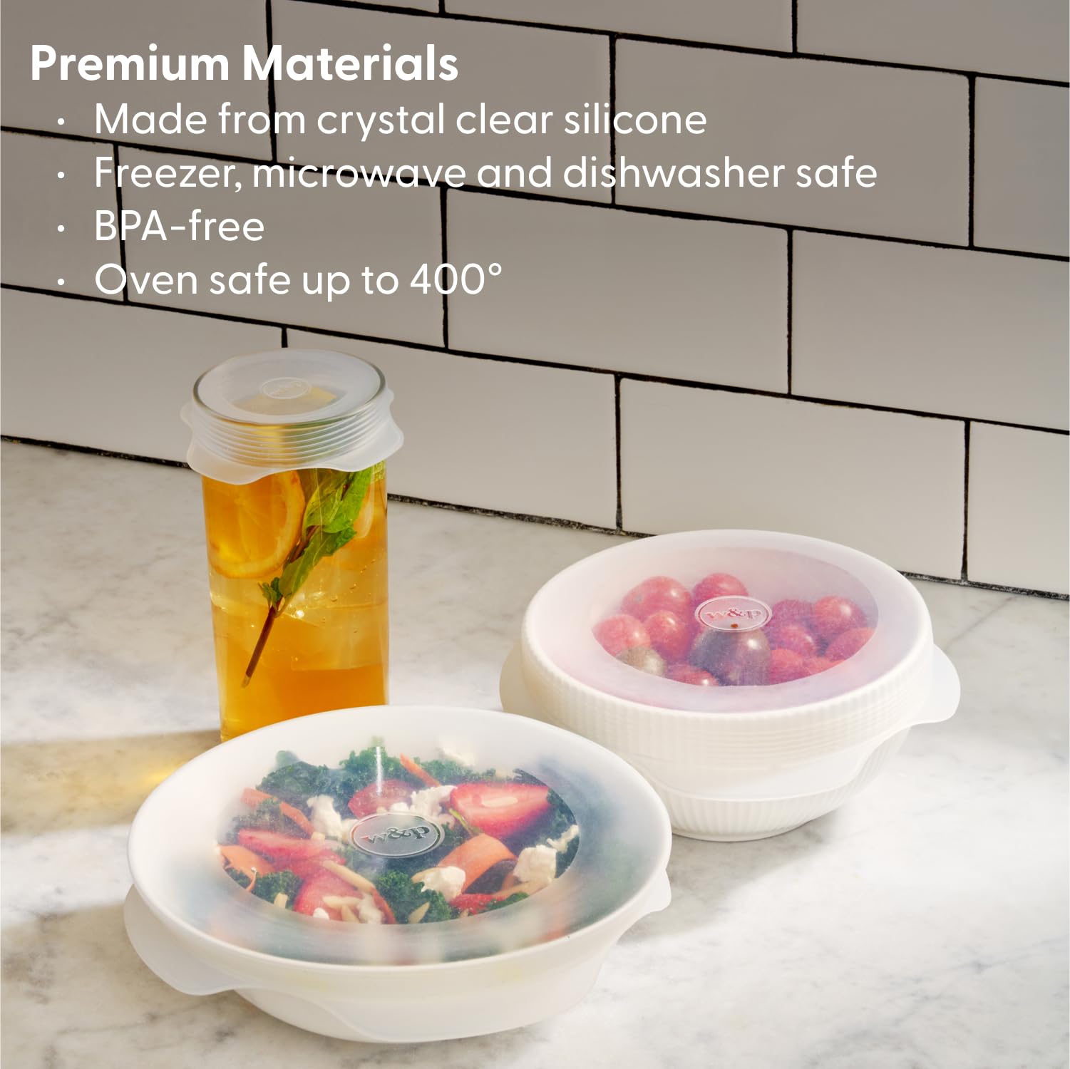 W&P Reusable Silicone Stretch Lids - Set Of 6 Clear Lids For Bowls & Containers - View #6