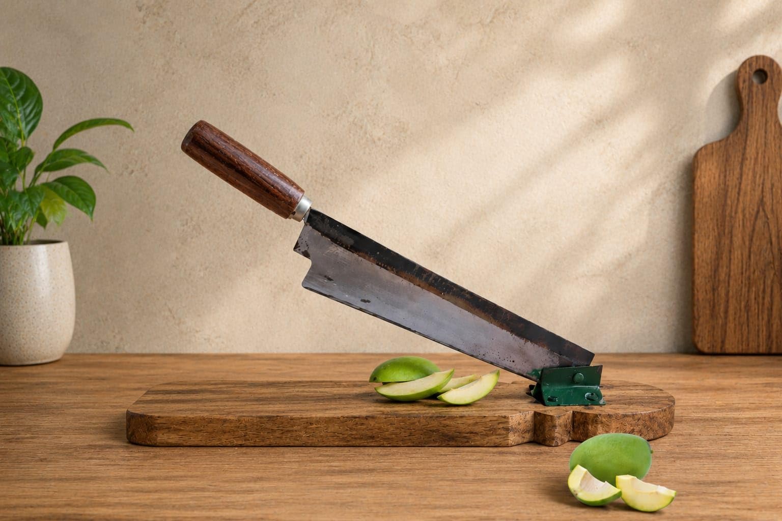 Heavy Duty Stainless Steel Mango Cutter with Wooden Handle, Table Mounted Fruit Slicer & Chopper, Hand Powered-image-24