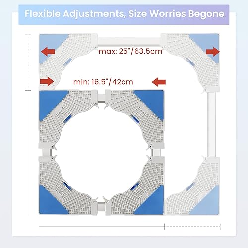 Miniatura 2 de AMGSH Mini soporte ajustable para nevera  Base de lavadora soporte de rodillo de 4 x 2 ruedas giratorias de goma de bloqueo de 4 pies base móvil