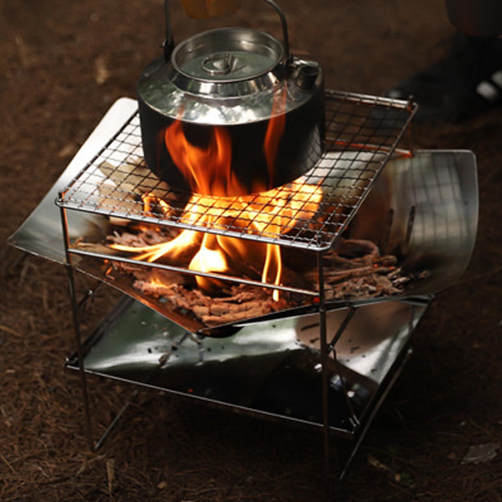Poêle À Bois - Poêle À Bois Portable Léger,Grill Pliant Léger pour Randonnée Pêche Pique-Nique en et Cuisine en Extérieur
