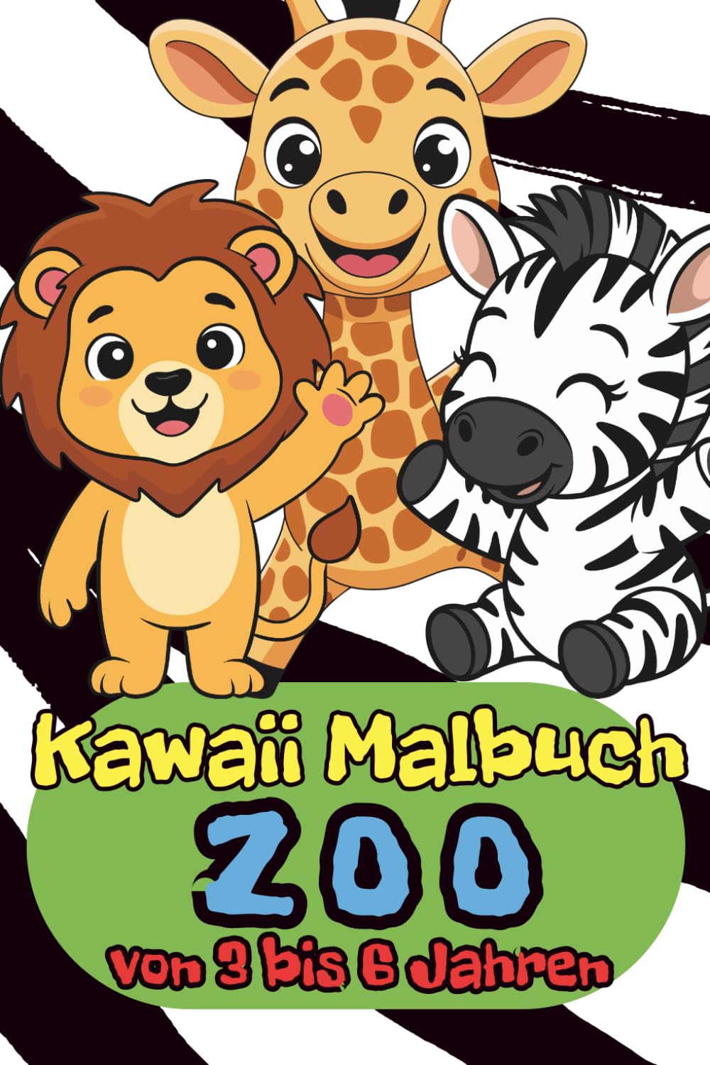 Kawaii Zoo Malbuch für Kleinkinder (3–6): Liebevolle Ausmalbilder von süßen Zootieren für Vorschule und Kindergarten