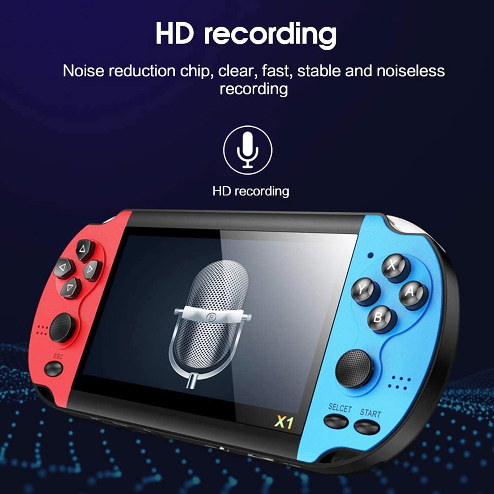 Console Rétro Portable - 4,3 Pouces - 10 000 Jeux Intégrés - Double Shake - Bleu - Cadeau Nostalgique