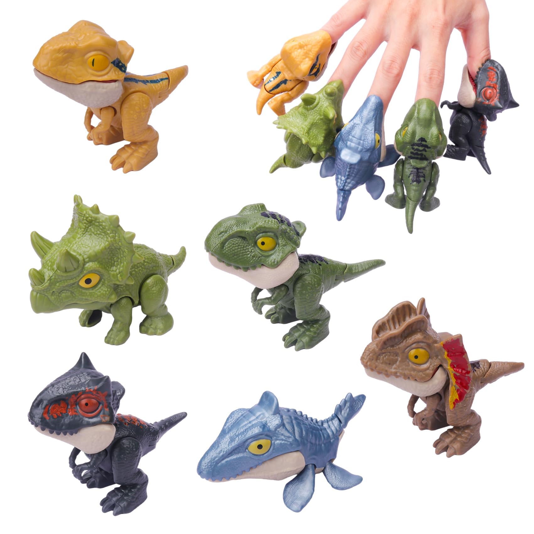 6PCS Biting Finger Dinosaurs Toy, Dinosaurs Collectibles for Display, Fun Snap Squad Dino Toys, Jurassic World Dinosaur Toys, for 3+ Year Old Kids Birthday Gift Dino Party Gift Decorate for Kids