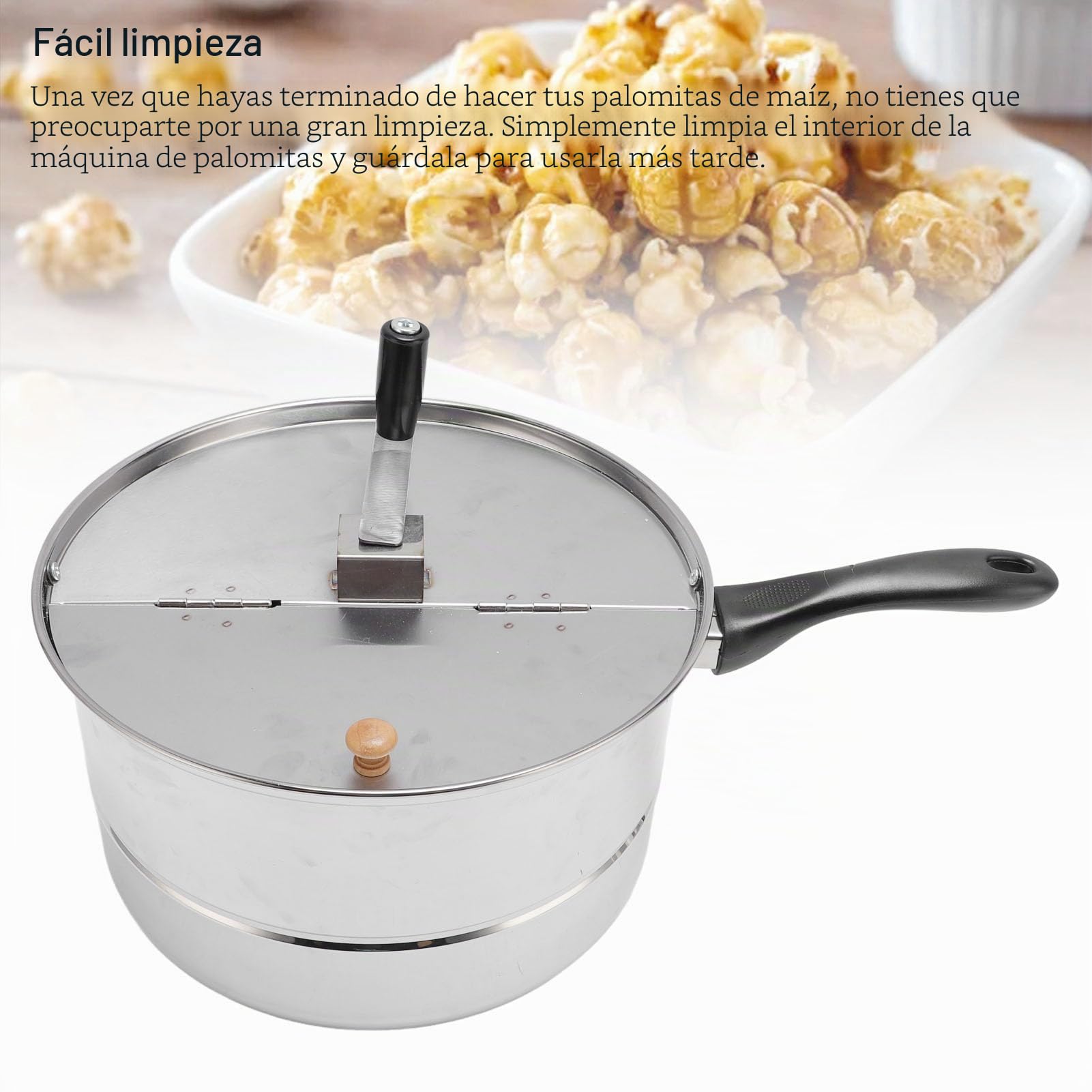 Fabricante Original de Palomitas de Maíz Whirley Pop, Fabricante de Palomitas de Maíz de con Macetas de Acero Inoxidable para la Cocina