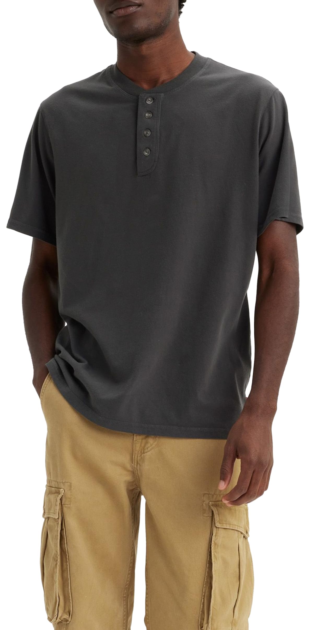 Levi's Henley Men's Short-Sleeved Button Shirt, Black Oyster, S
