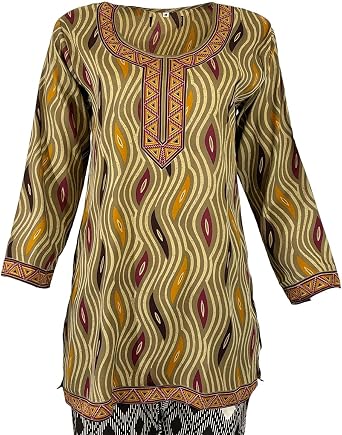 Tunic for Women Round Neck Short Printed Crape Kurti Kurta Long Sleeves Tunic Top. 124-L