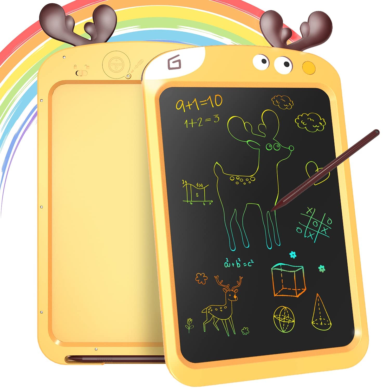 8.5 Inch LCD Writing Tablet Toys for 3-8 Year Old Boys Girls Gifts, Colorful Drawing Board Writing Doodle Pad, Portable Scribbler Boards Educational Toys Gifts for Kids Learning (Yellow Deer)