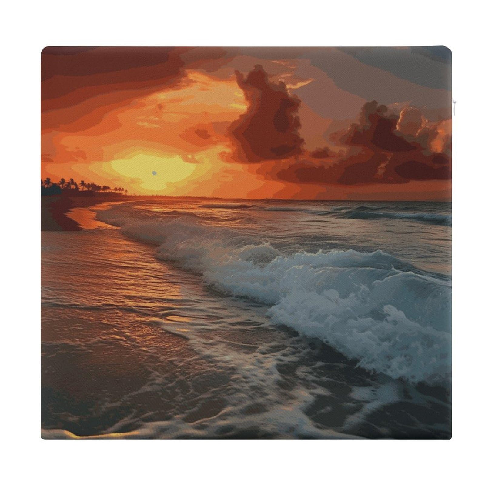 LDGSUPH The Beach Sunset Seat Cushions for Office Chair Cushion Square Pillows Seating Soft Floor Cushions Cozy Couch Cushion Support Memory Foam Chair Pads for Home Travel Car