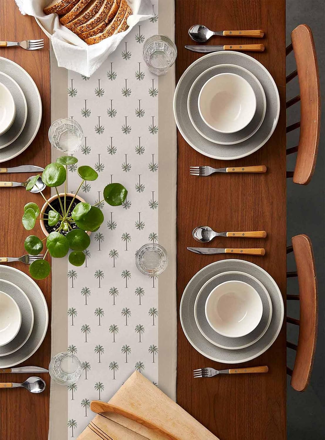 Summer Palm Tree Table Runner 72 Inches Long for Dining Decor,Farmhouse Green Tropical Plants Burlap Linen Farmhouse Table Runner Washable Coffee Tablerunners Dresser Scarf for Kitchen Party Holiday