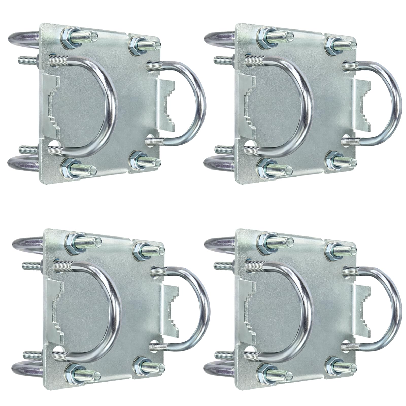 4PCS Antenna Mast Clamp Cross-Over Bracket Kit with U Bolts for 1"-2" OD Poles, Heavy Duty Mounting Hardware for MINO Yagi TV Antennas, Security Camera, Weather Station
