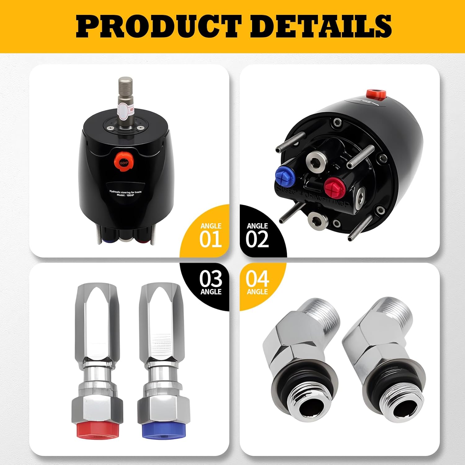 150HP Outboard Hydraulic Steering Helm Pump 1.4 Cubic Inches Front Mount Compatible with Outboards