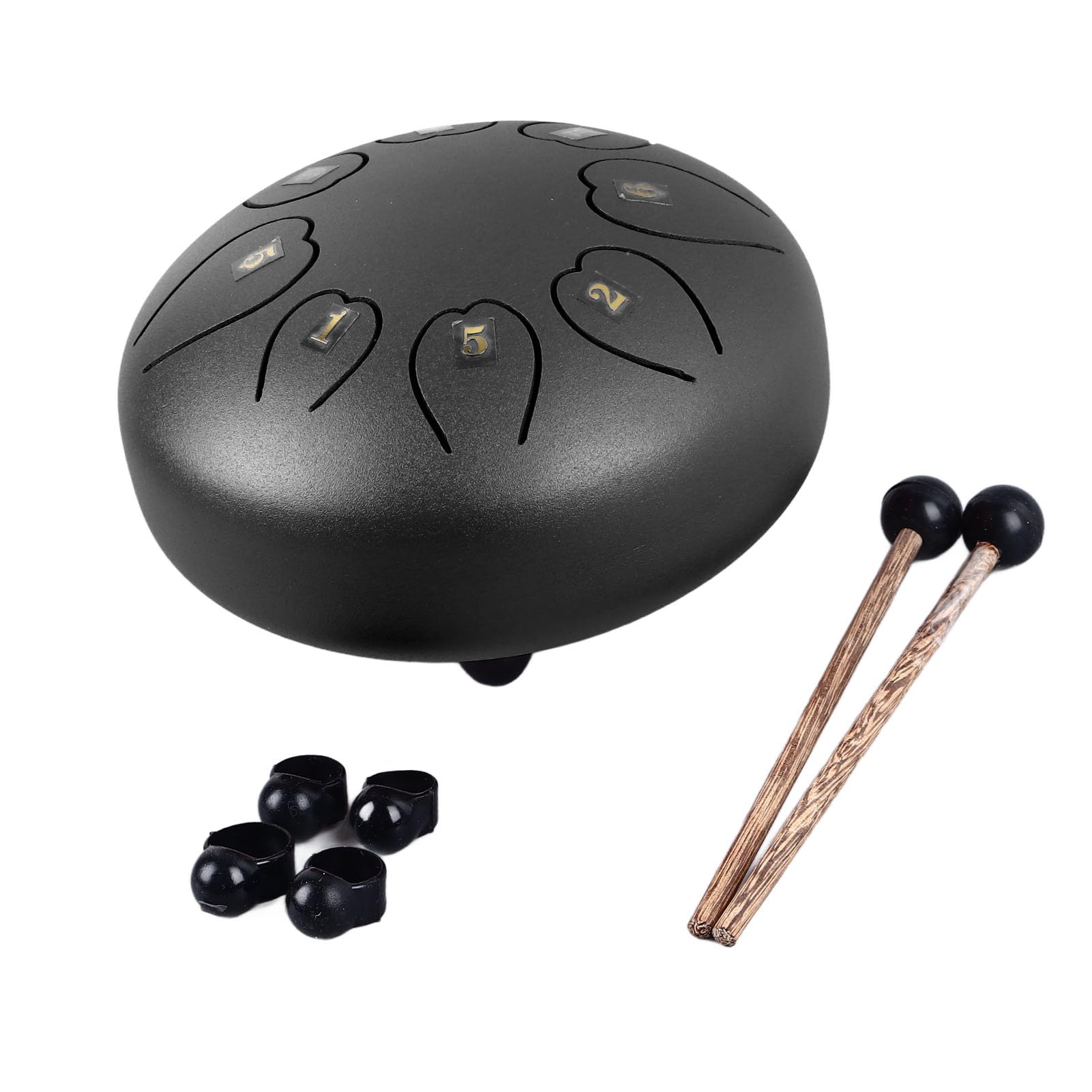 Tambour à Langue en Acier 6 Pouces 8 Notes Résonance Claire Son Agréable Tambour à Main en Acier Fiable Mini Instrument de Percussion (Noire)