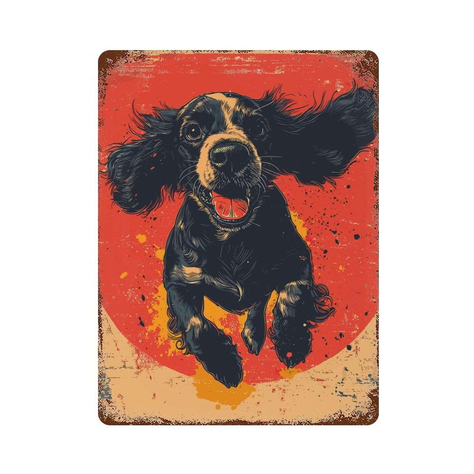 Vintage Rust Metal Sign Cocker Spaniel 15.7"x11.8", Shabby Chic Decor for Cafe, Home Bar And Lounge Decor