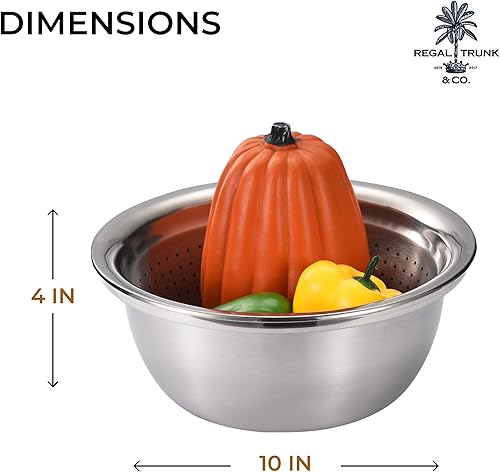 Miniatura 4 de Regal - Juego de colador de tronco - Escurridor de colador de acero inoxidable - Colador duradero 188 SUS 304 - Diseño cómodo para triturar y