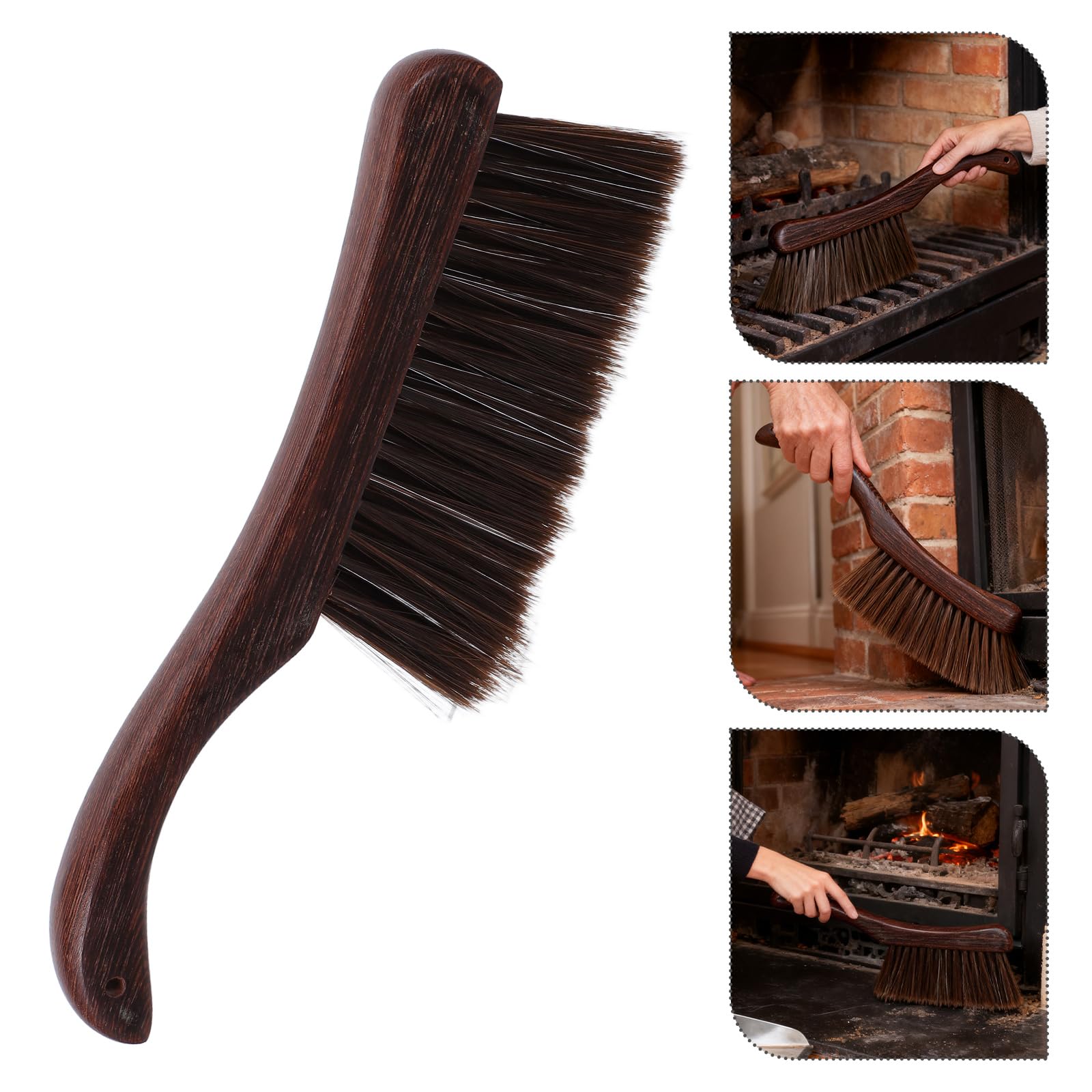 Set 2 Spazzole per Stufa a Legna Manico in Legno di Wengé, Spazzola per Cenere e Polvere, Strumenti la Pulizia del Braciere, Adatte per Cucina a Legna e Caminetto