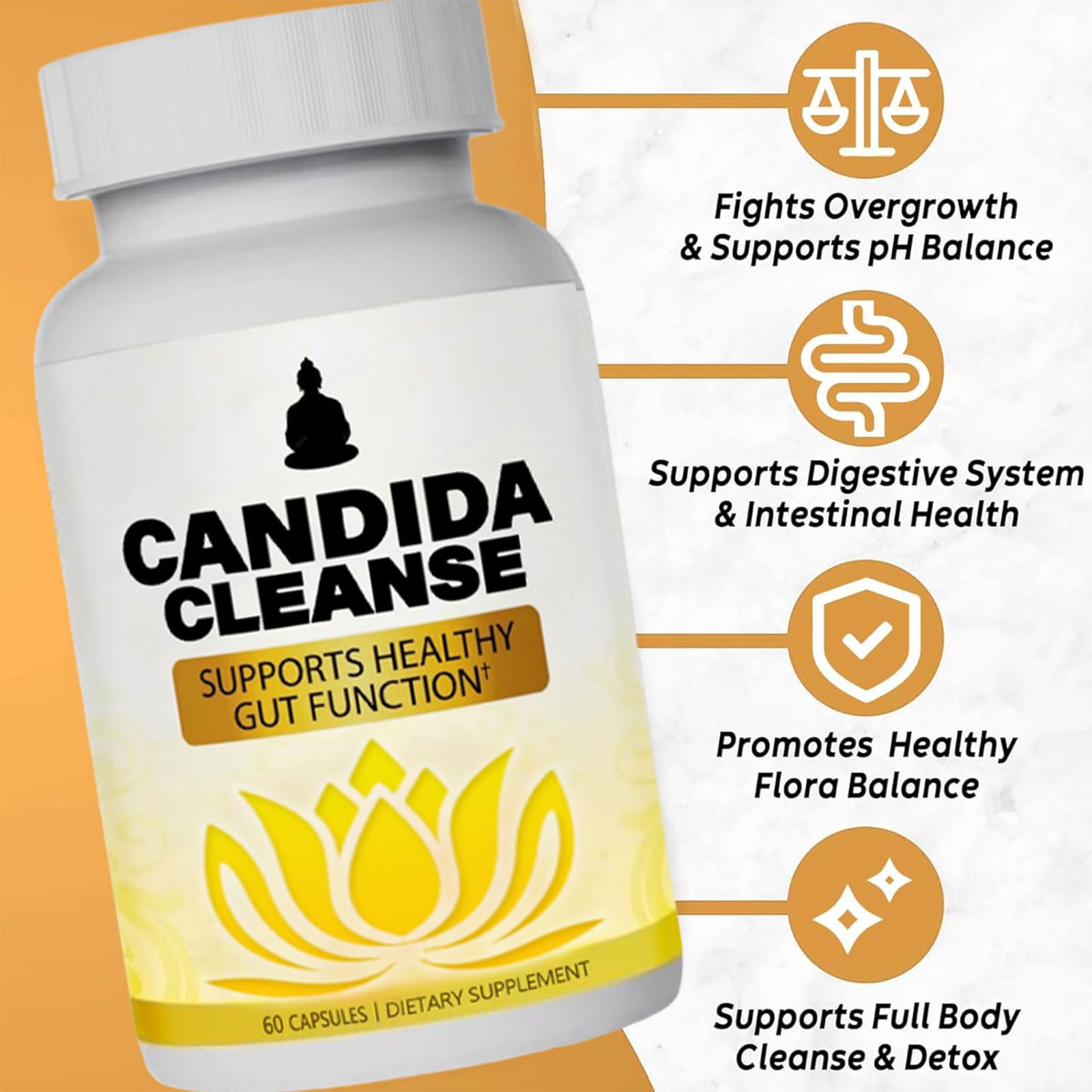 Candida Cleanse - Gut & Colon Support, Advanced Probiotic & Herbal Formula, Natural Herbal Formula, Oregano Leaf, Wormwood, Black Walnut, Caprylic Acid-1 for Men & Women, 60 Capsules — Amazon image 4