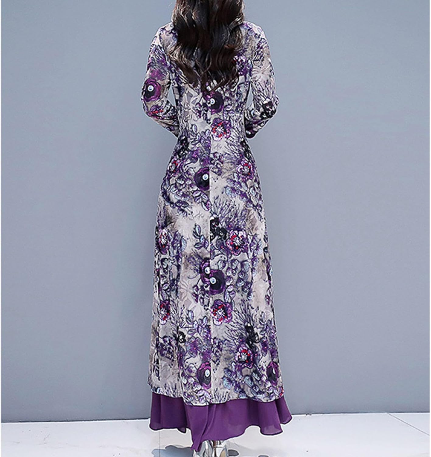 [Taopagii] チャイナ服 レディース チャイナ風 ロング丈 長袖 民族風 イブニングドレス ワンピースドレス 大きいサイズ