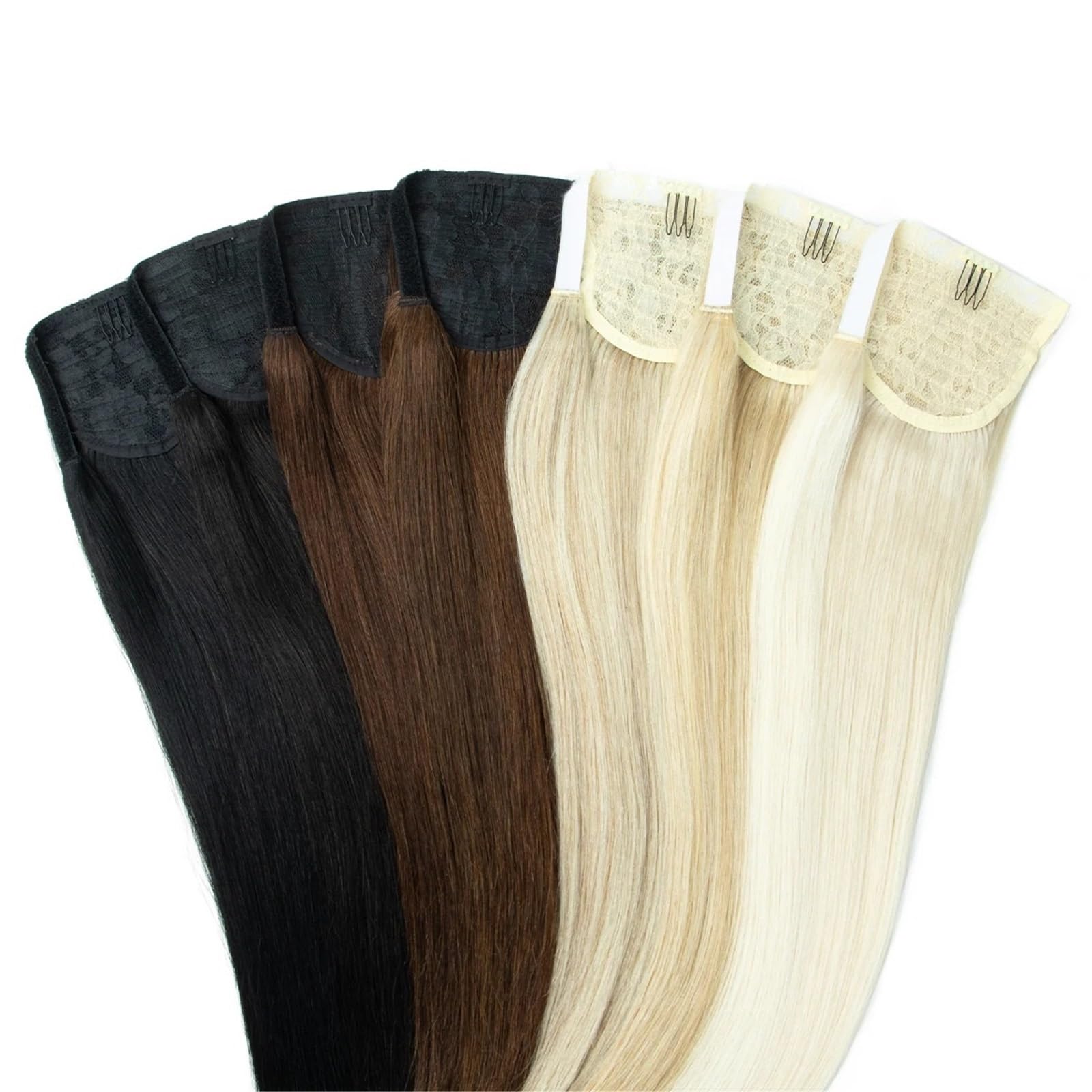 Postiche Extensions de queue cheval en cheveux naturels blonds Remy Hair à clipser Naturel(16inch 40g)