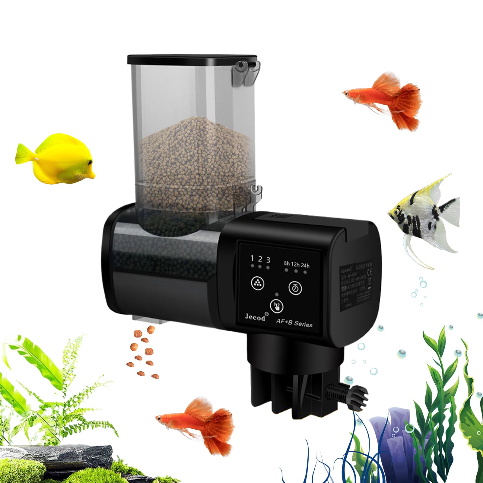 Mangeoire À Poissons Distributeur De Nourriture Grande Capacité pour | Distributeur Automatique De Nourriture 500 Ml Alimentation poissons : ,