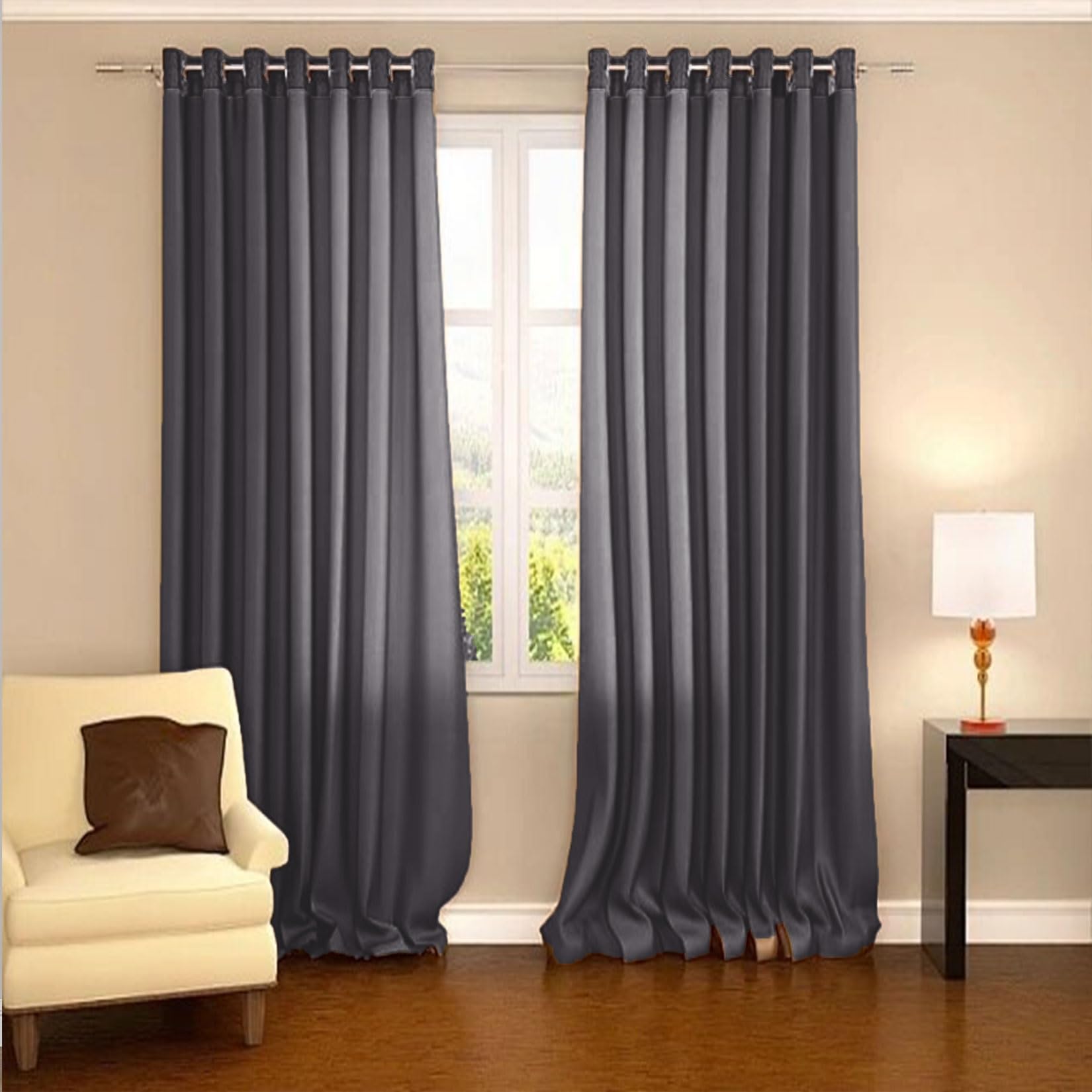 Liujyuan Dark Grey Blackout Curtains For Bedroom 250 X 115 Cm Room Darkening, Privacy Protection Thermal Insulated Curtains Thermal Insulated Energy For Balcony, Kithcen Window,