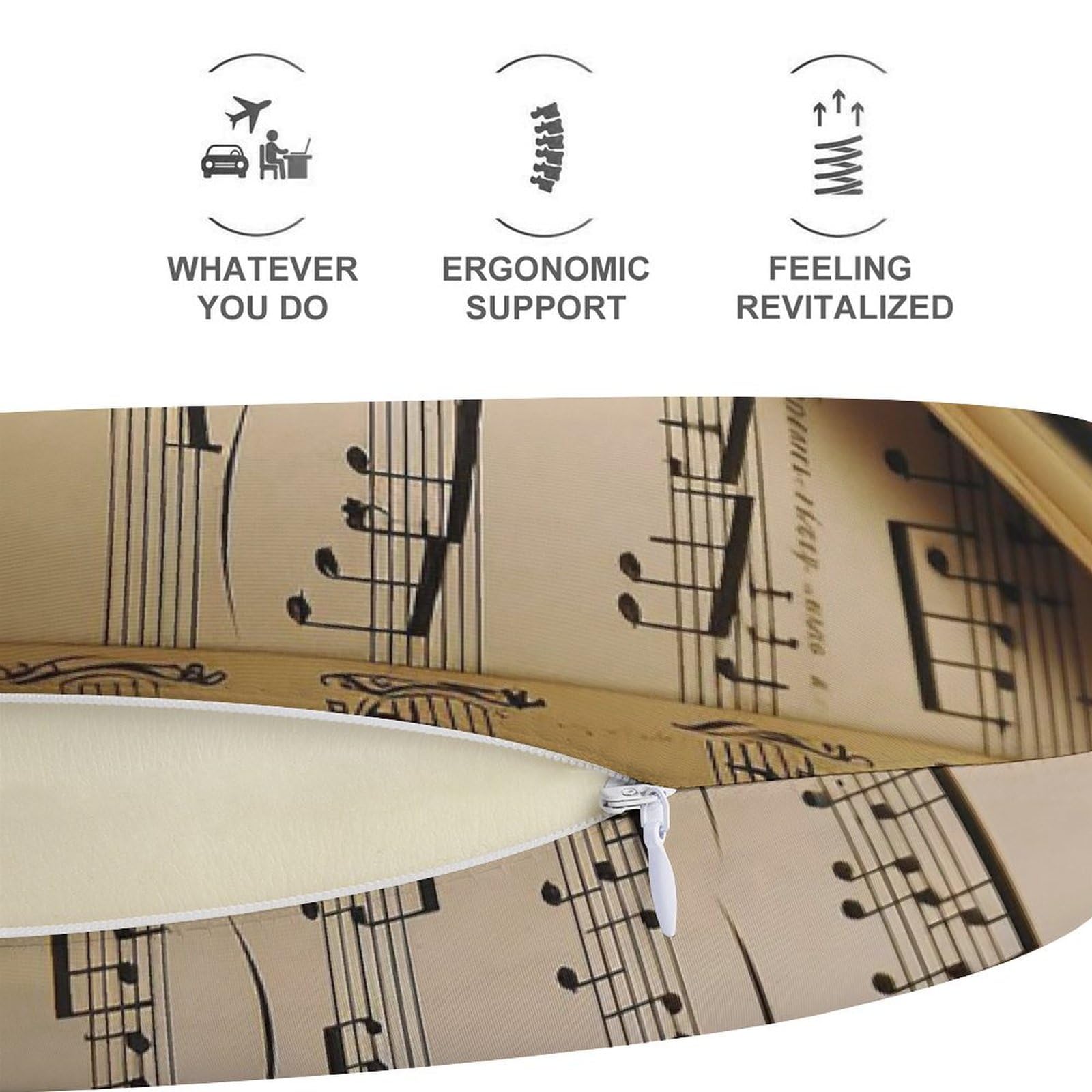 Flöten-Musik-Reisekissen, bequemes Reise-Nackenkissen, U-Form, Stützkopf, um Müdigkeit zu lindern, tragbare Kissen, geeignet für Flugzeuge, Züge, selbstfahrende Autos