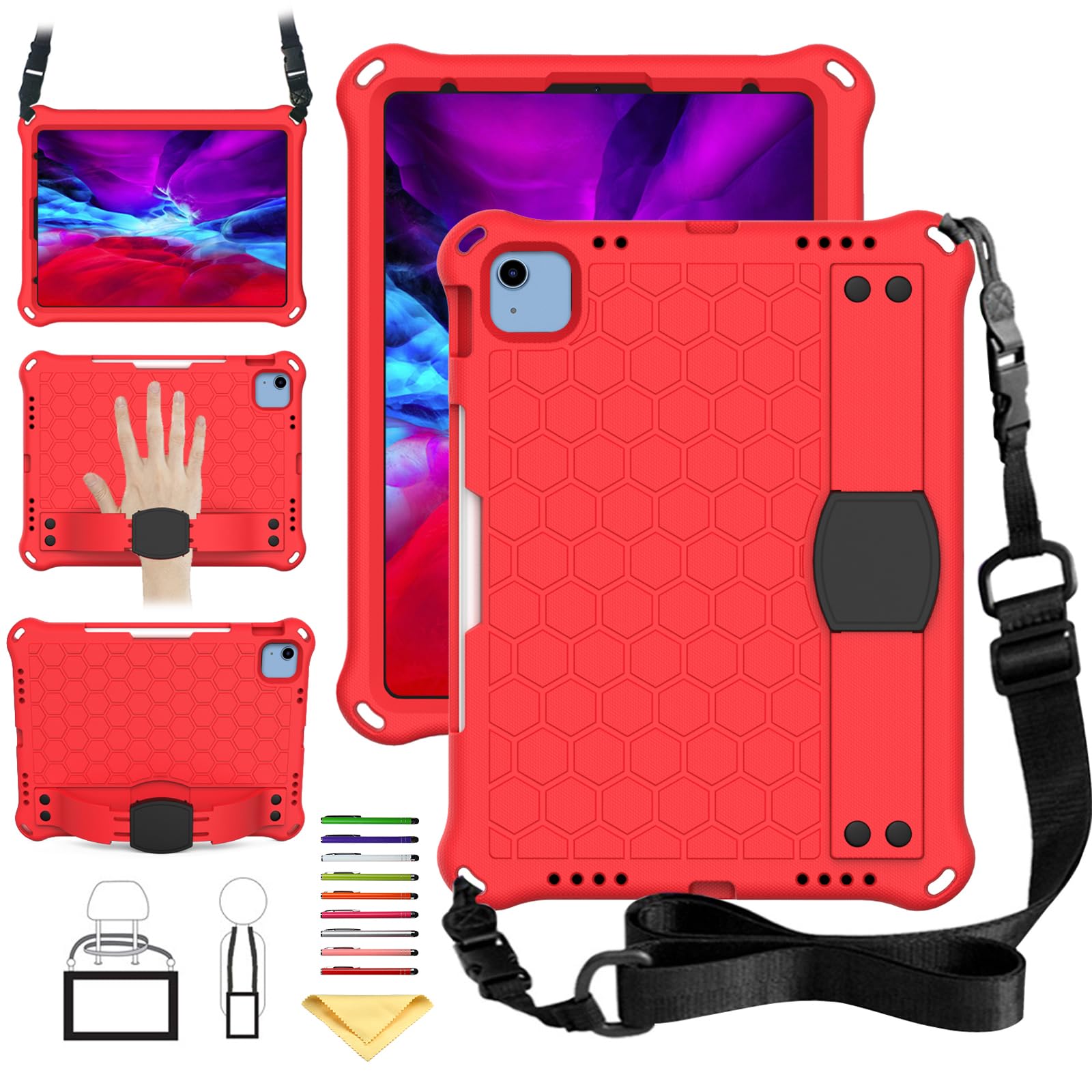 UUcovers for iPad (A16) 11th Generation 11 Inch 2025 & iPad 10th Generation Case 10.9 inch 2022 with Pencil Holder/Kickstand/Hand Strap/Shoulder Strap