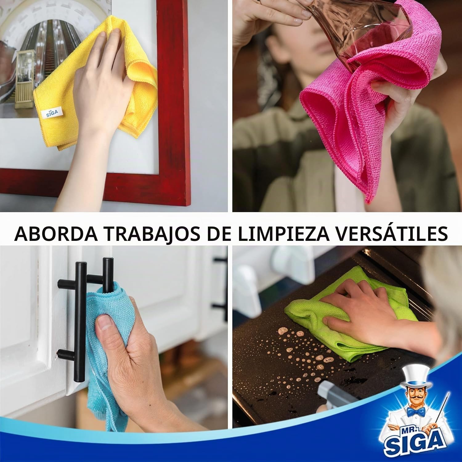 MR.SIGA Bayeta de Limpieza de Microfibra，32x32cm (24 Unidades)