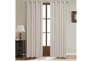 Loyalady Linen Curtains 90 inches Long - Natural Linen Blackout Curtains